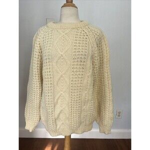 Blarney Mills Aran Fisherman Pure Wool Chunky Knit Women's Handmade Sweater‎ 40